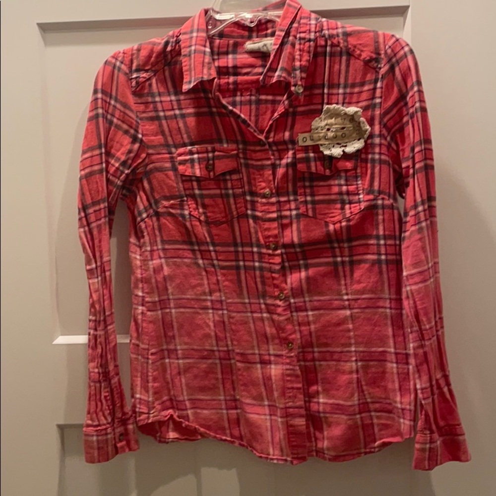 Frayed tags button up ombré camp shirt